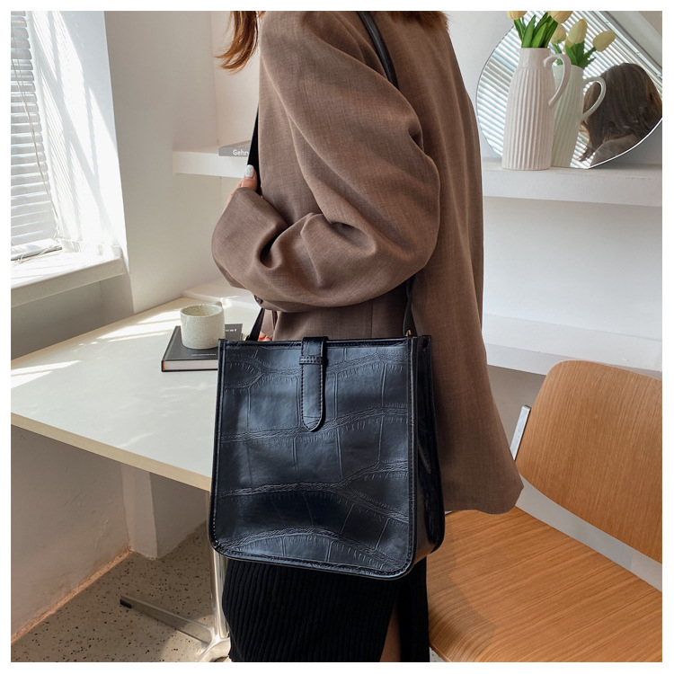 The Elise Croc-Embossed Shoulder Bag